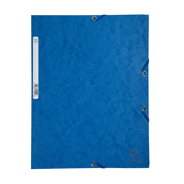 Exacompta blue A4 glossy cardboard elastomer folder with 3 flaps 55502E 404018 - 1