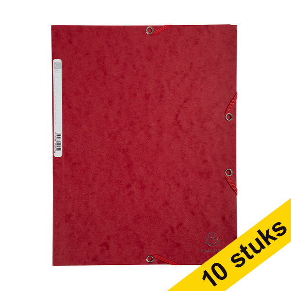 Exacompta cherry red A4 glossy cardboard elastomer folder with 3 flaps (10-pack) 404072 - 1