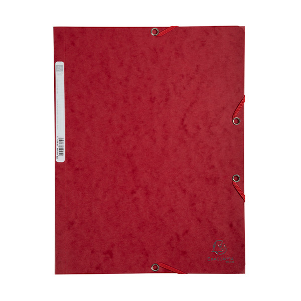 Exacompta cherry red A4 glossy cardboard elastomer folder with 3 flaps 55525E 404030 - 1