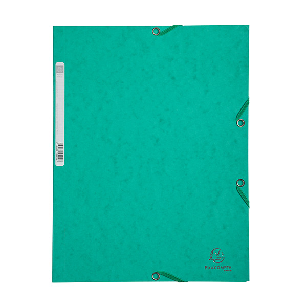 Exacompta green A4 glossy cardboard elastomer folder with 3 flaps 55503E 404019 - 1