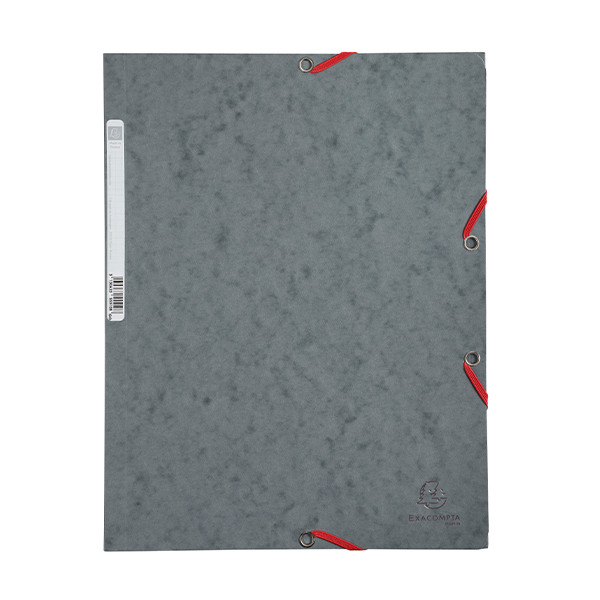 Exacompta grey A4 glossy cardboard elastomer folder with 3 flaps 55511E 404025 - 1