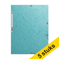 Exacompta icy blue A4 glossy cardboard elastomer folder with 3 flaps (5-pack) 404164