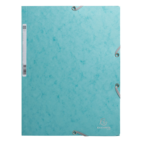 Exacompta icy blue A4 glossy cardboard elastomer folder with 3 flaps 55273E 404160 - 1