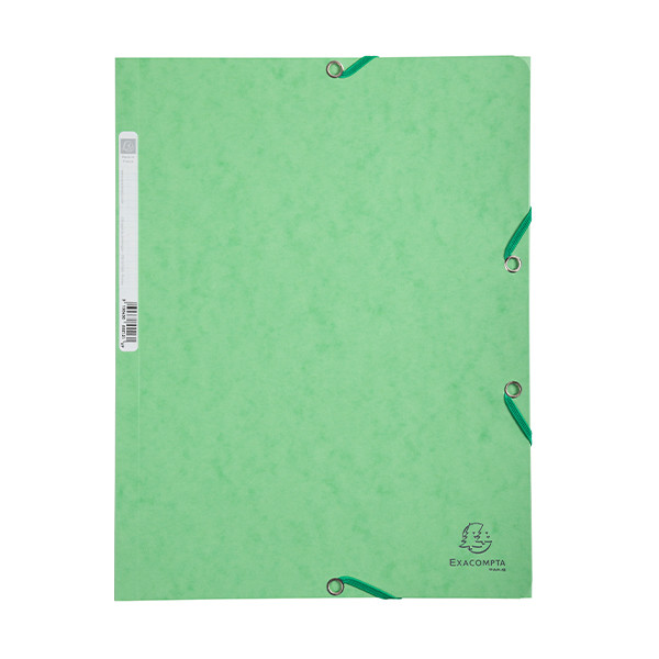 Exacompta lime green A4 glossy cardboard elastomer folder with 3 flaps 55513E 404026 - 1