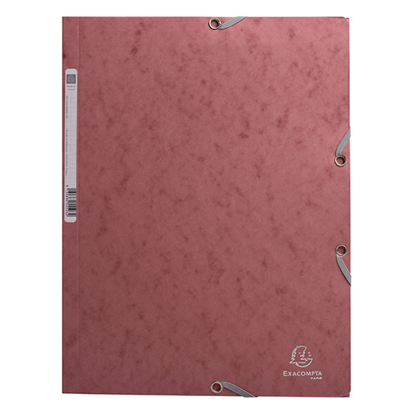 Exacompta old pink A4 glossy cardboard elastomer folder with 3 flaps 55276E 404162 - 1