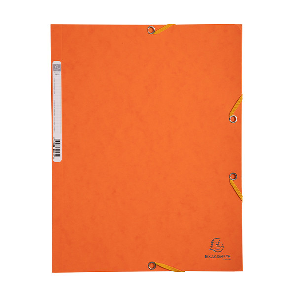 Exacompta orange A4 glossy cardboard elastomer folder with 3 flaps 55504E 404020 - 1