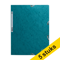 Exacompta pacific blue A4 glossy cardboard elastomer folder with 3 flaps (5-pack) 404163