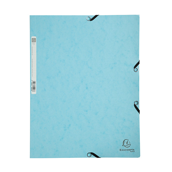 Exacompta pastel blue A4 glossy cardboard elastomer folder with 3 flaps 55528E 404032 - 1