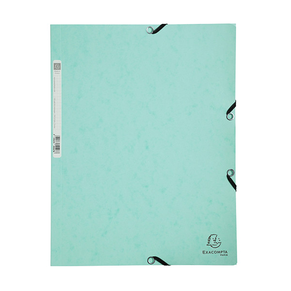 Exacompta pastel green A4 glossy cardboard elastomer folder with 3 flaps 55533E 404036 - 1