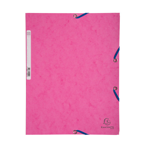 Exacompta pink A4 glossy cardboard elastomer folder with 3 flaps 55520E 404028 - 1