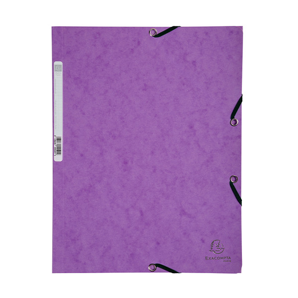 Exacompta purple A4 glossy cardboard elastomer folder with 3 flaps 55508E 404023 - 1