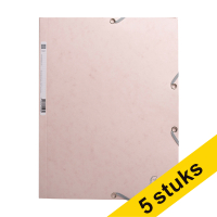 Exacompta soft pink A4 glossy cardboard elastomer folder with 3 flaps (5-pack) 404165