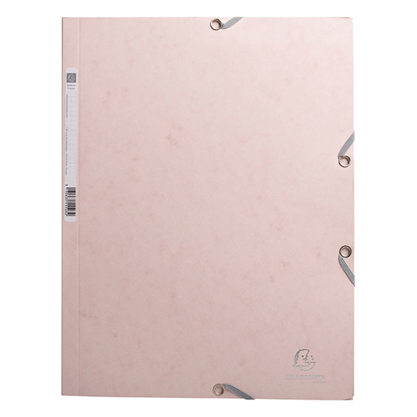 Exacompta soft pink A4 glossy cardboard elastomer folder with 3 flaps 55274E 404161 - 1