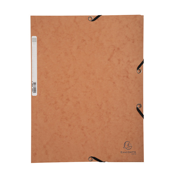 Exacompta tabac A4 glossy cardboard elastomer folder with 3 flaps 55524E 404029 - 1
