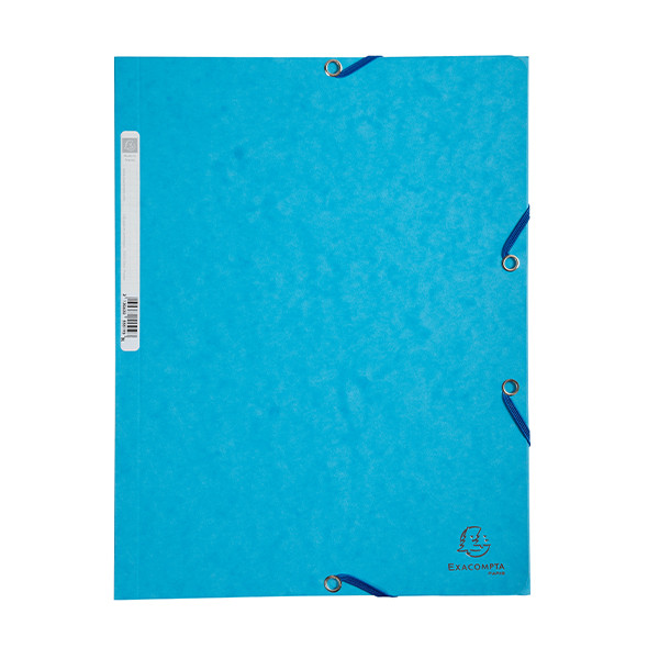 Exacompta turquoise A4 glossy cardboard elastomer folder with 3 flaps 55519E 404027 - 1