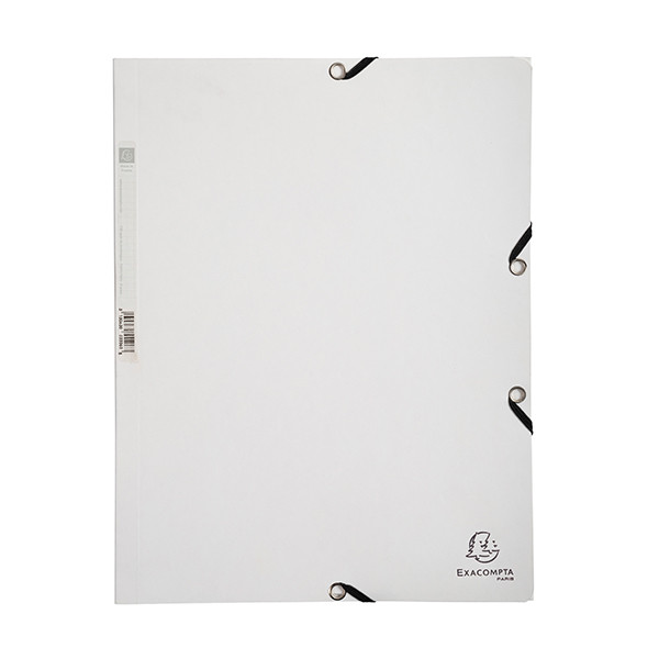 Exacompta white A4 glossy cardboard elastomer folder with 3 flaps 55506E 404022 - 1