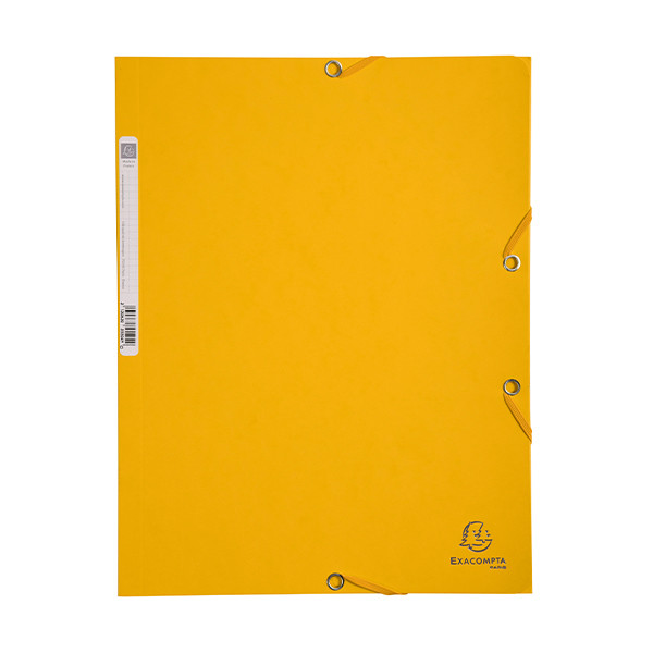 Exacompta yellow A4 glossy cardboard elastomer folder with 3 flaps 55509E 404024 - 1