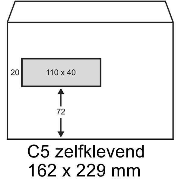 Exclusive C5 white envelope self-adhesive window left, 162mm x 229mm (100-pack) 402560-100 209178 - 1