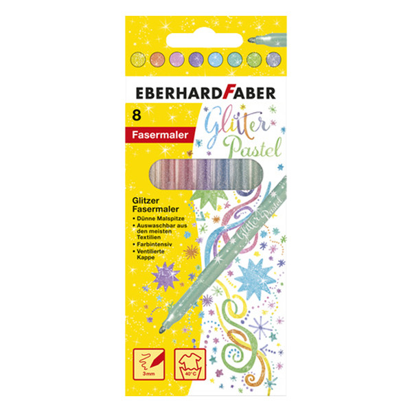 Faber-Castell Eberhard Faber Glitter pastel felt-tip pens (8-pack) EF-551009 220225 - 1
