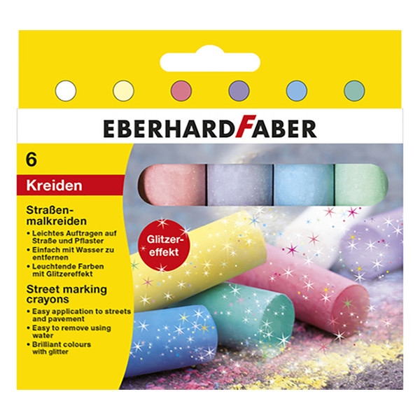 Outdoor chalk | assorted glitter colours | Eberhard Faber | 6-pack 220180 - 1