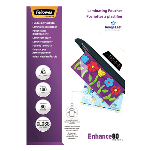 Fellowes A3 laminating pouch 80 micron | glossy | Fellowes ImageLast 100-pack 5306207 213382 - 4