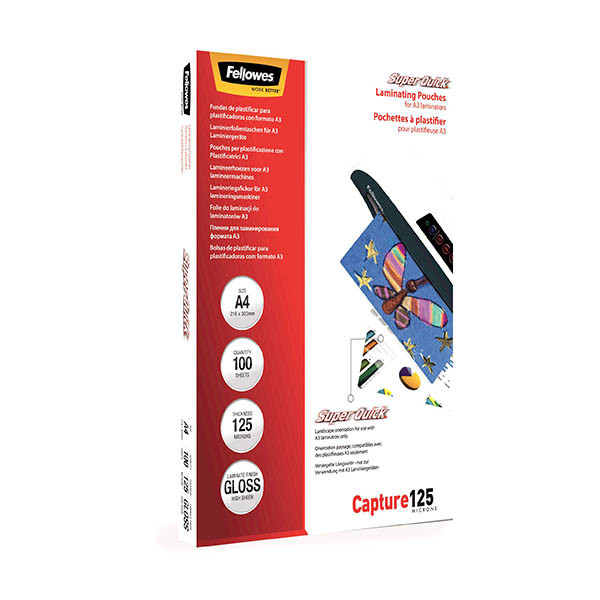 A4 laminating pouch 125 micron | glossy | Fellowes SuperQuick | 100-pack 207217 - 3