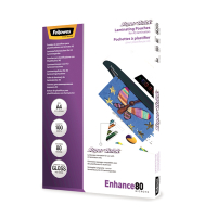Fellowes A4 laminating pouch (high-speed) 80 micron | glossy | Fellowes SuperQuick 100-pack 5440001 213387
