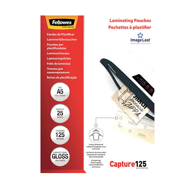 A5 laminating pouch 125 micron | glossy | Fellowes ImageLast | 25-pack 207213 - 1
