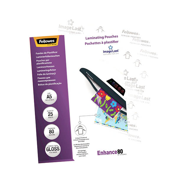 A5 laminating pouch 80 micron | glossy | Fellowes ImageLast | 25-pack 207211 - 2
