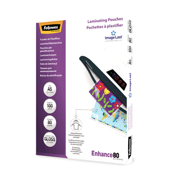 Fellowes A5 laminating pouch 80 micron | glossy | Fellowes ImageLast 100-pack 5306002 213380 - 1