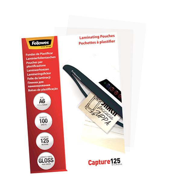 A6 laminating pouch 125 micron | glossy | Fellowes | 100-pack 213383 - 5