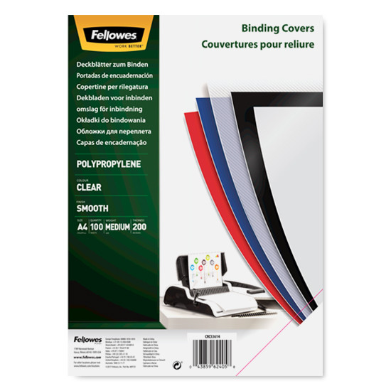 Fellowes Earth Series transparent A4 binding cover 200 micron (100-pack) 5361401 213195 - 1
