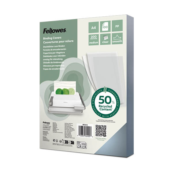 Fellowes Earth Series transparent A4 binding cover 200 micron (100-pack) 213195 - 1