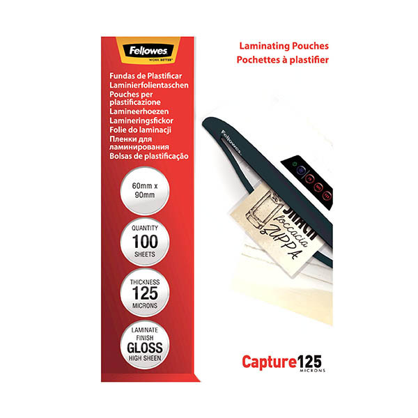 Laminating pouch (60 x 90mm) 2x125 micron | glossy | Fellowes | 100-pack 207215 - 1