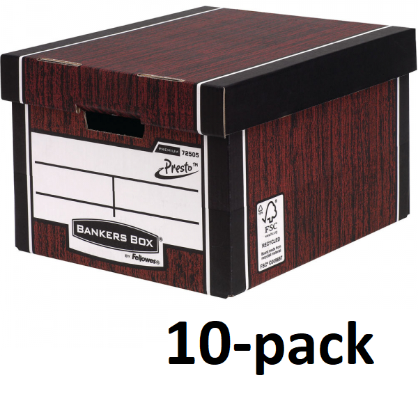 Large premium woodgrain storage box | Fellowes Bankers Box 10-pack 213269 - 1