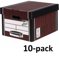 Large premium woodgrain storage box | Fellowes Bankers Box 10-pack 213269