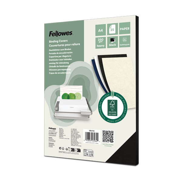 Fellowes Leatherlook black A4 binding cover 250g (25-pack) 213208 - 1