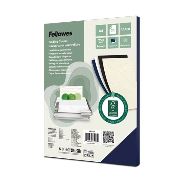 Fellowes Leatherlook royal blue A4 binding cover, 250g (25-pack) 213209 - 1