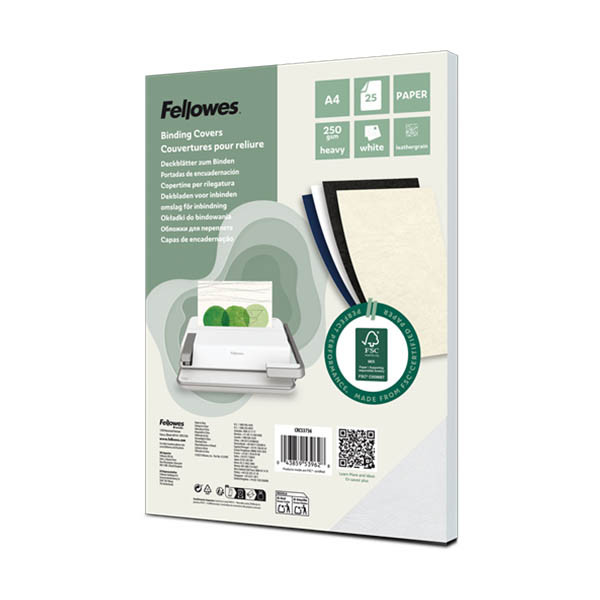 Fellowes Leatherlook white A4 binding cover 250g (25-pack) 213206 - 1