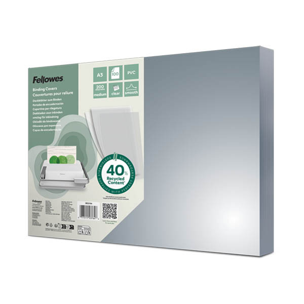Fellowes PVC A3 transparent binding cover, 200 microns (100-pack) 213215 - 1
