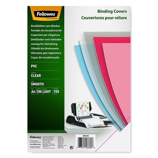Fellowes PVC A4 transparent binding cover, 150 microns (100-pack) 5376001 213211 - 1