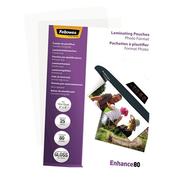 Photo laminating pouch 100mm x 150mm 80 micron | glossy | Fellowes | 25-pack 213388 - 2