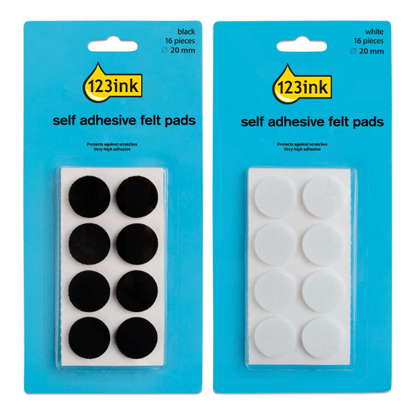 Felt pads (Ø20mm, black + white) | 123ink | 16-pack x2 301029 - 1