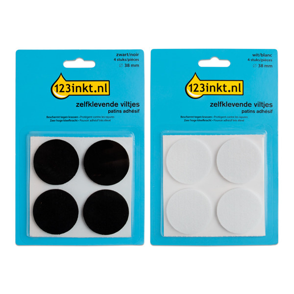 Felt pads (Ø38mm, black + white) | 123ink | 4-pack x2 301032 - 1