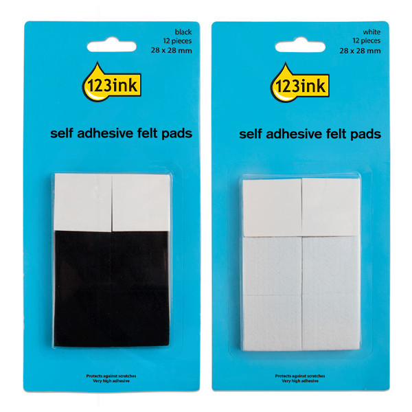 Felt pads (28mm, black + white) | 123ink | 12-pack x2 301031 - 1