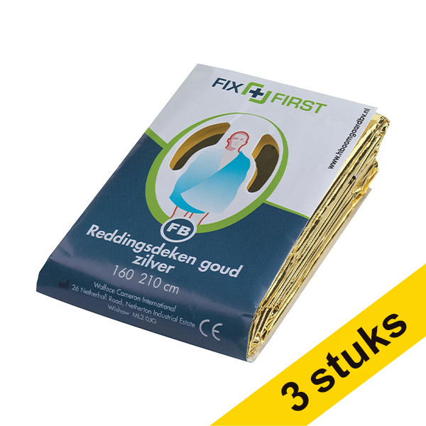 Fixfirst silver/gold foil rescue blanket, 160cm x 210cm (3-pack)  406168 - 1