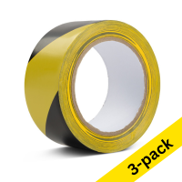 Floor marking tape 50mm x 33m (self-adhesive) | 123ink yellow/black | 3-pack