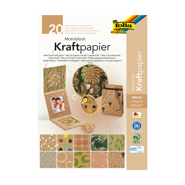 Folia Kraft paper II A4 design paper, 120/230 grams (20 sheets) 48898 222117 - 1