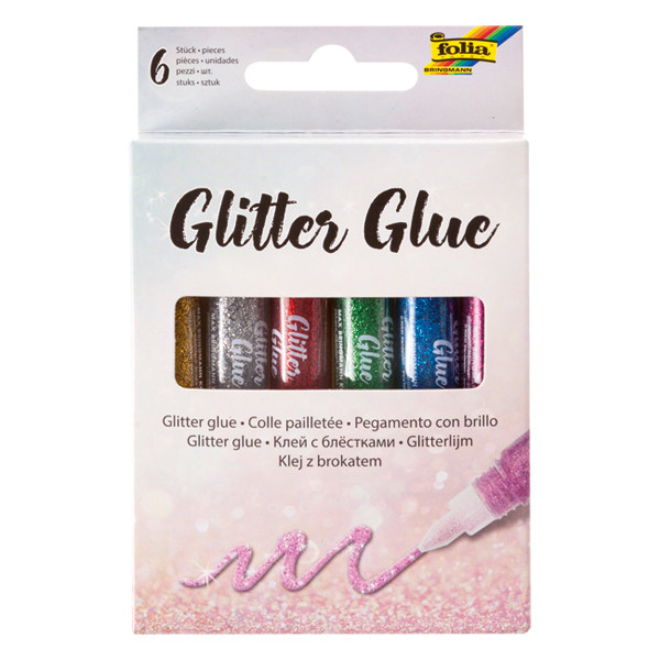 Folia assorted colour glitter glue (6-pack) 222137 - 1