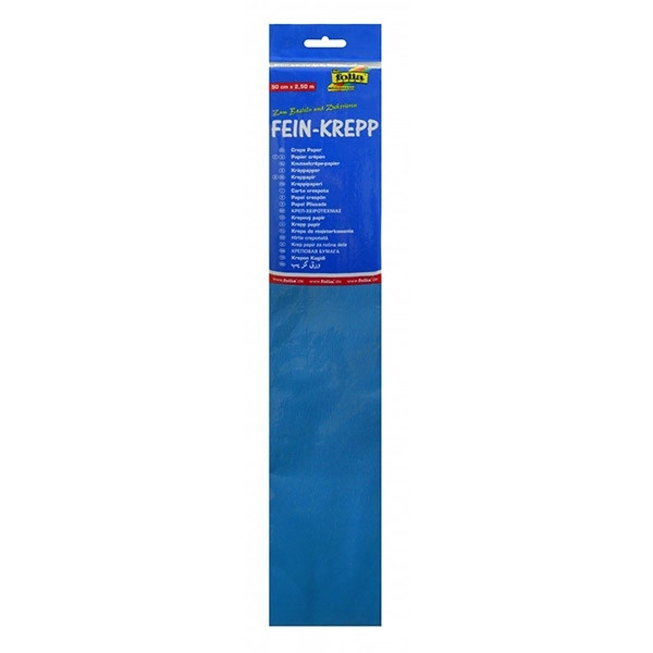 Folia bright blue crepe paper, 250cm x 50cm 822128 222070 - 1